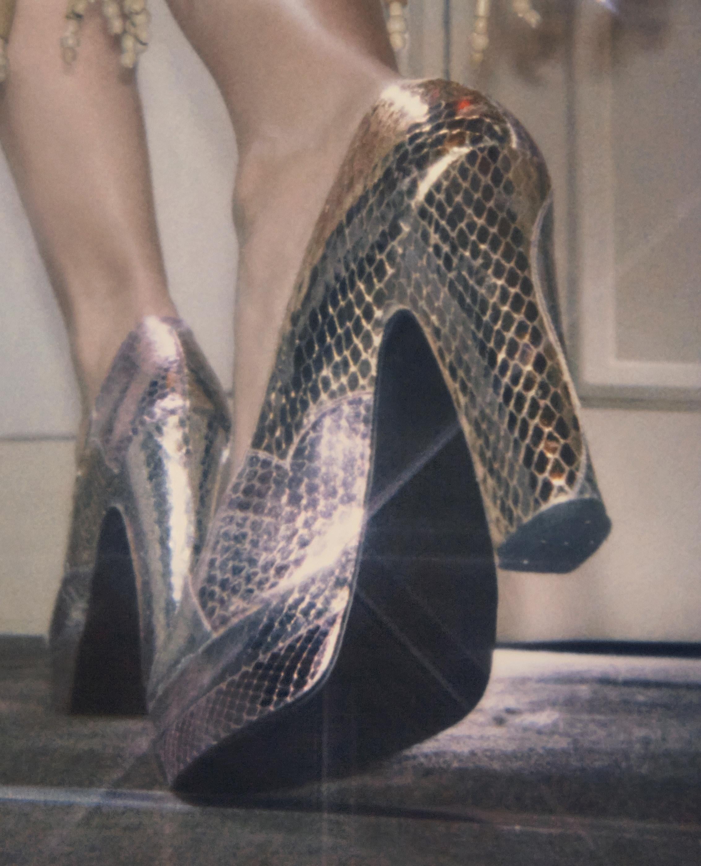 TdH, Giant Shoe – Emma Summerton, Polaroid, Colour, High Heel, Model, Glamour For Sale 1