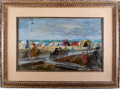 "Plage de Trouville" 1953, 20th Century oil on canvas by Emilio Grau Sala
