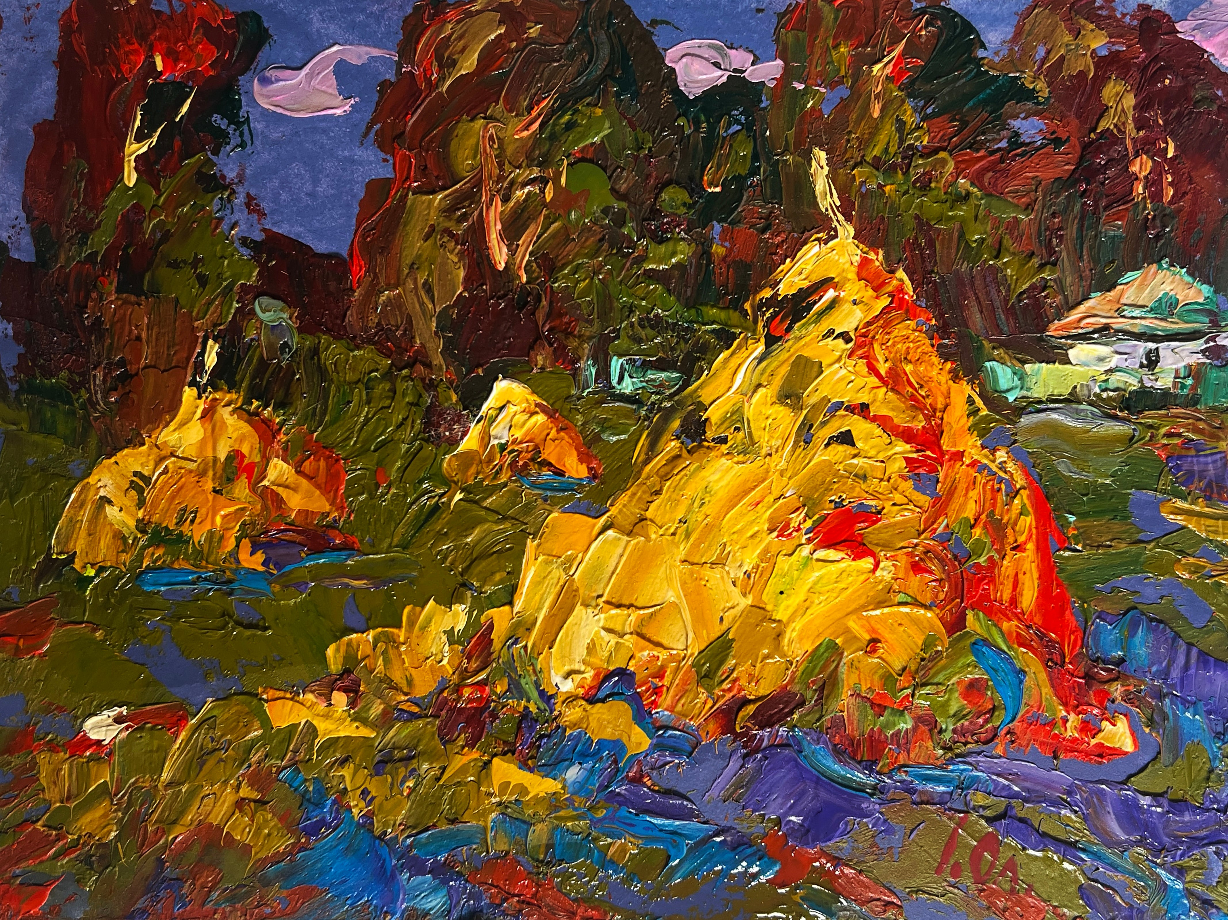 Returning from the field in the evening Landscape Oil Painting Impressionism