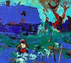 Le jardin sent bon l'été – Peinture à l'huile représentant un paysage – Postimpressionnisme