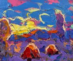 Dans l'horizon bleu des rêves – Peinture à l'huile de paysage – Postimpressionnisme