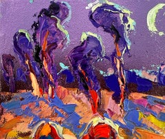 Blaue Herbstnacht – Landschaftsgemälde in Öl – Postimpressionismus
