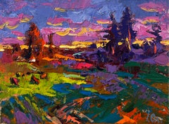 Summer blue night Landscape Oil Painting Post Impressionism