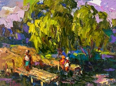 Vacances au village – Paysage ensoleillé – Peinture à l'huile – Postimpressionnisme