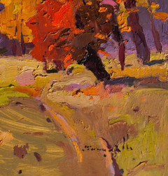 Autumn Trees Landscape Impressionism Original Oil Painting, Ready to Hang