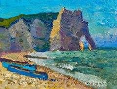 Normandie, Étretat, Étude n° 6 : peinture à l'huile originale de style impressionniste, prête à être accrochée