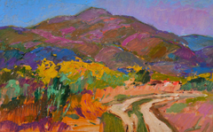 « Walk On The Road » : peinture à l'huile originale de style impressionniste représentant un paysage, prête à être accrochée