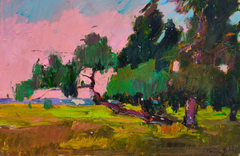 Crooked Tree Landscape Impressionism Original Oil Painting, Ready to Hang