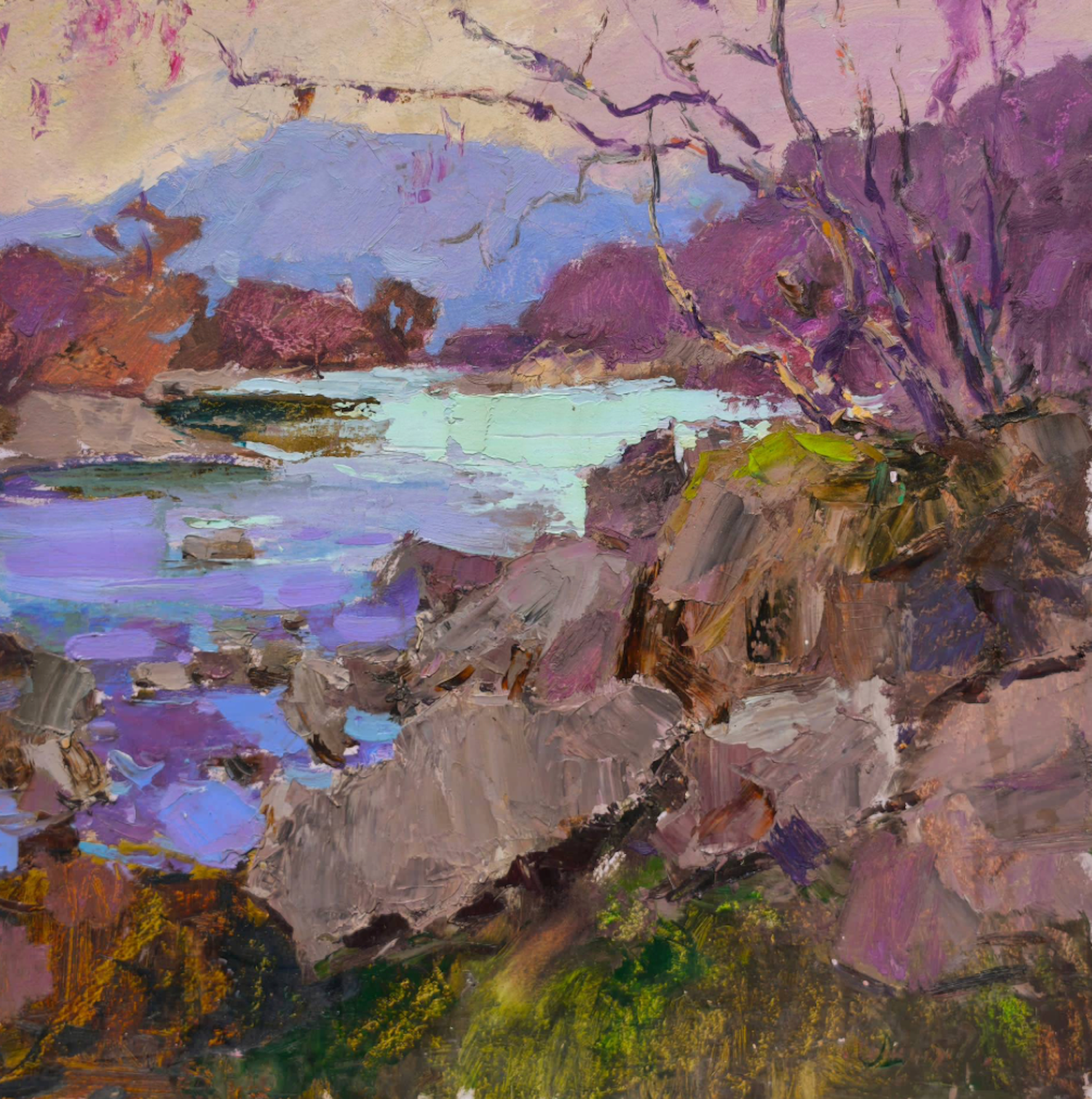 Stones Landscape Impressionism Original Oil Painting