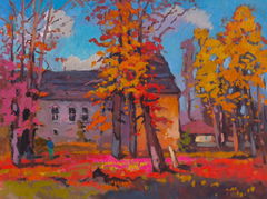 Autumn Park Impressionism Original Oil Painting, Ready to Hang