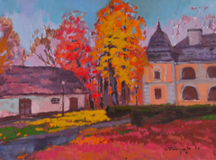 Original-Ölgemälde im Impressionismus-Stil mit Stadtansicht von Park City, fertig zum Aufhängen
