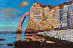 Etretat Arch Seascape  Impressionism Original Oil Painting, Ready to Hang