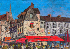 Honfleur Waterfront Normandy Impressionism Original Oil Painting, Ready to Hang