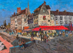 Honfleur am Wasser – impressionistisches Original-Ölgemälde aus der Normandie, fertig zum Aufhängen