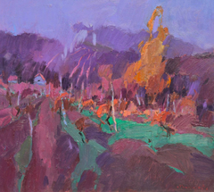 Rain Landscape Impressionism Original Oil Painting, Ready to Hang