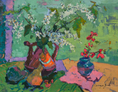 Blooming Mood Still Life Impressionism Original Oil Painting, Ready to Hang