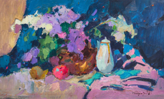 Lilac Still Life Impressionism Original Oil Painting, Ready to Hang