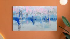 Blue Grove Landscape Original oil Painting, Ready to Hang