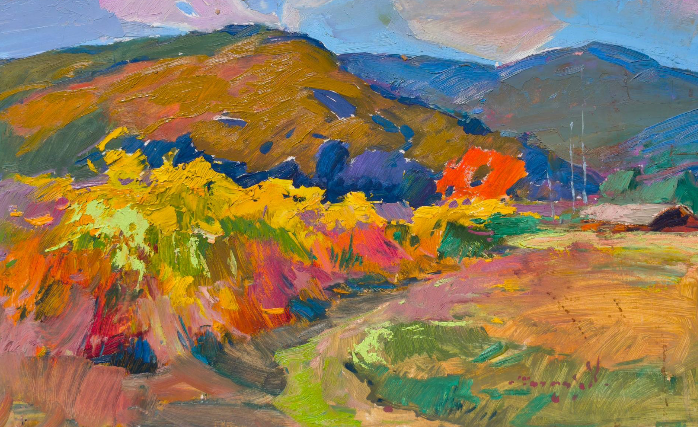 Landscape Painting Alexander Shandor - Peinture à l'huile originale « Impressionnisme paysager » de Shayan, prête à être accrochée