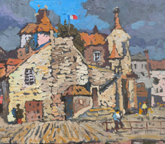 Moody Honfleur Impressionism Original Oil Painting, Ready to Hang