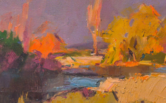 Impressionistisches Original-Ölgemälde mit Backwater-Landschaft, fertig zum Aufhängen
