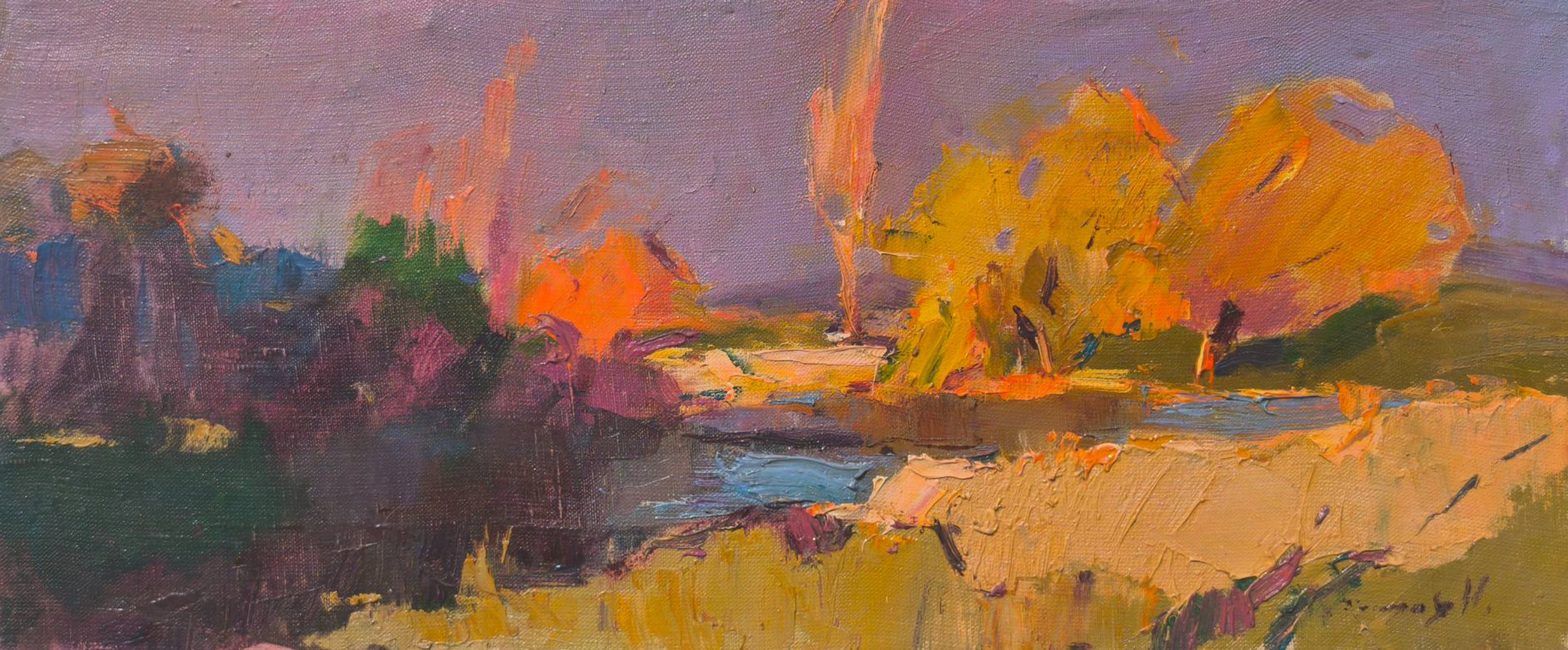 Backwater Landscape Impressionism Original Oil Painting, Ready to Hang
