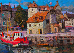 La Lieutenance, Honfleur Impressionism Original Oil Painting, Ready to Hang
