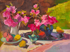 Stillleben „Pink Whisper“  Original-Ölgemälde im Stil des Impressionismus, bereit zum Aufhängen