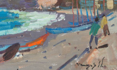 Normandy Etretat Etude 1 Impressionism Original Oil Painting, Ready to Hang