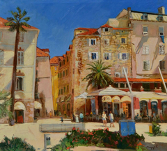 Sunny Split Cityscape Impressionism Original Oil Painting, Ready to Hang
