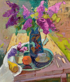 "Profumo di fiori" - Natura morta in stile impressionista, dipinto a olio originale, pronto da appendere