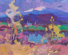 Dipinto a olio originale in stile impressionista con paesaggio primaverile, pronto da appendere