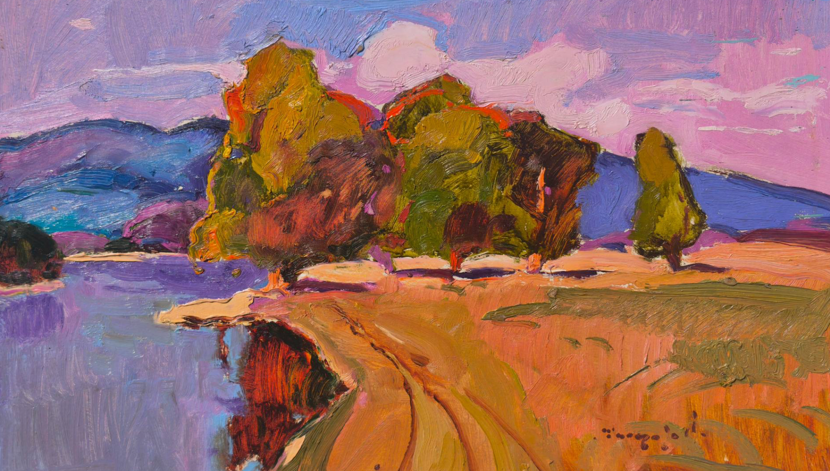 Alexander Shandor Landscape Painting - Old Trees Landscape Impressionism Original Oil Painting, Ready to Hang