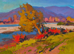 Dipinto a olio originale in stile impressionista “Sole d’autunno”, pronto da appendere