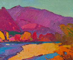 Dipinto a olio originale in stile impressionista raffigurante la riva del fiume Tisza, pronto da appendere