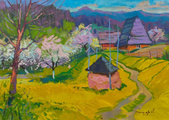 «Time of Bloom»: pintura al óleo original de estilo impresionista paisajístico, lista para colgar