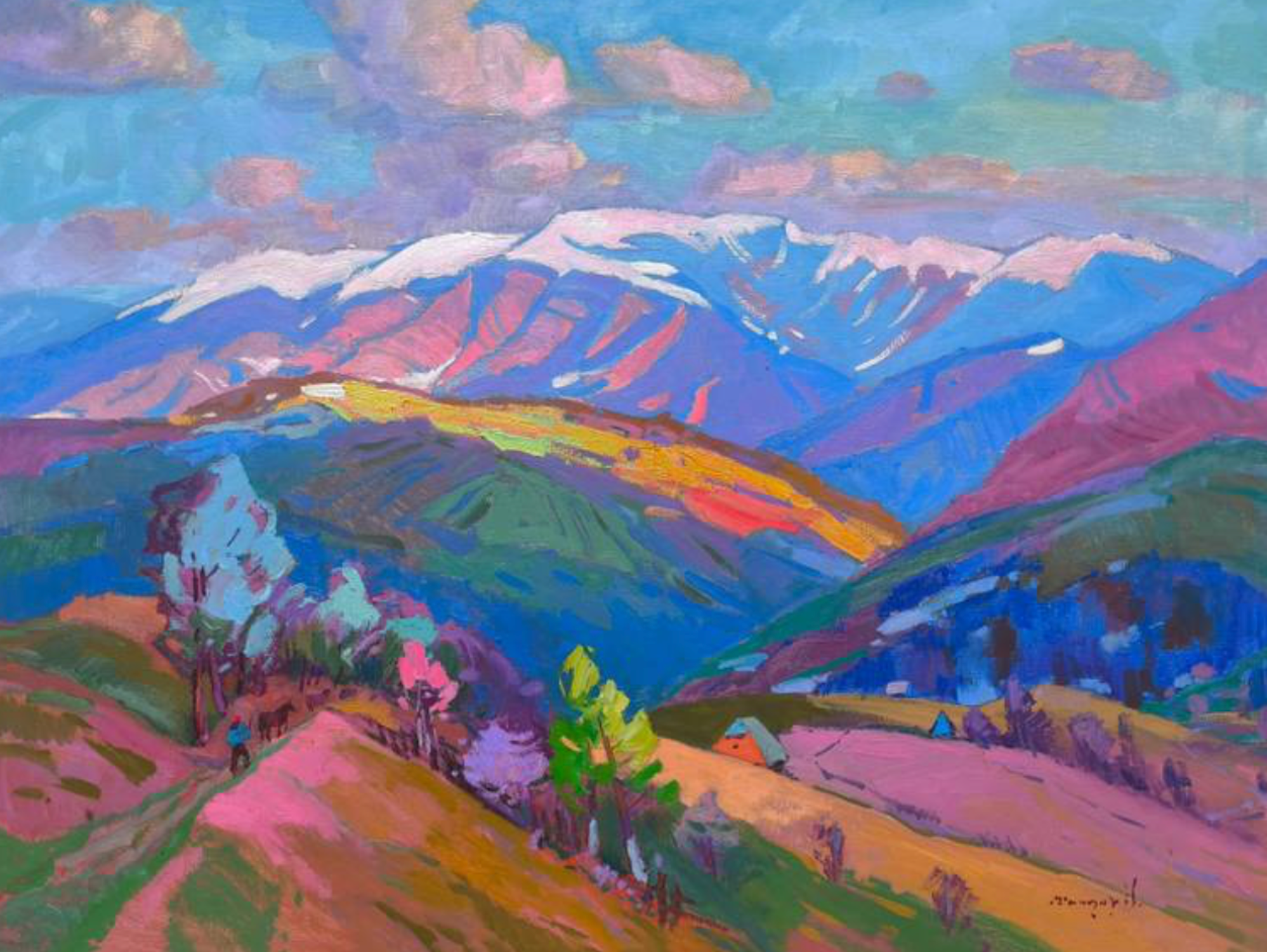Krasna Meadow Impressionism Original Oil Painting, Ready to Hang