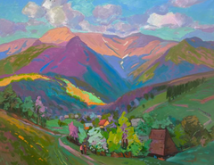 The Majesty of The Mountains Impressionism Original Oil Painting, Ready to Hang