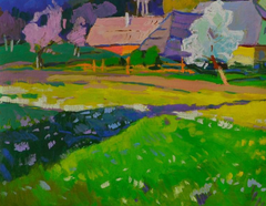 „Synevyr im Frühling“ – Impressionistisches Original-Ölgemälde, fertig zum Aufhängen