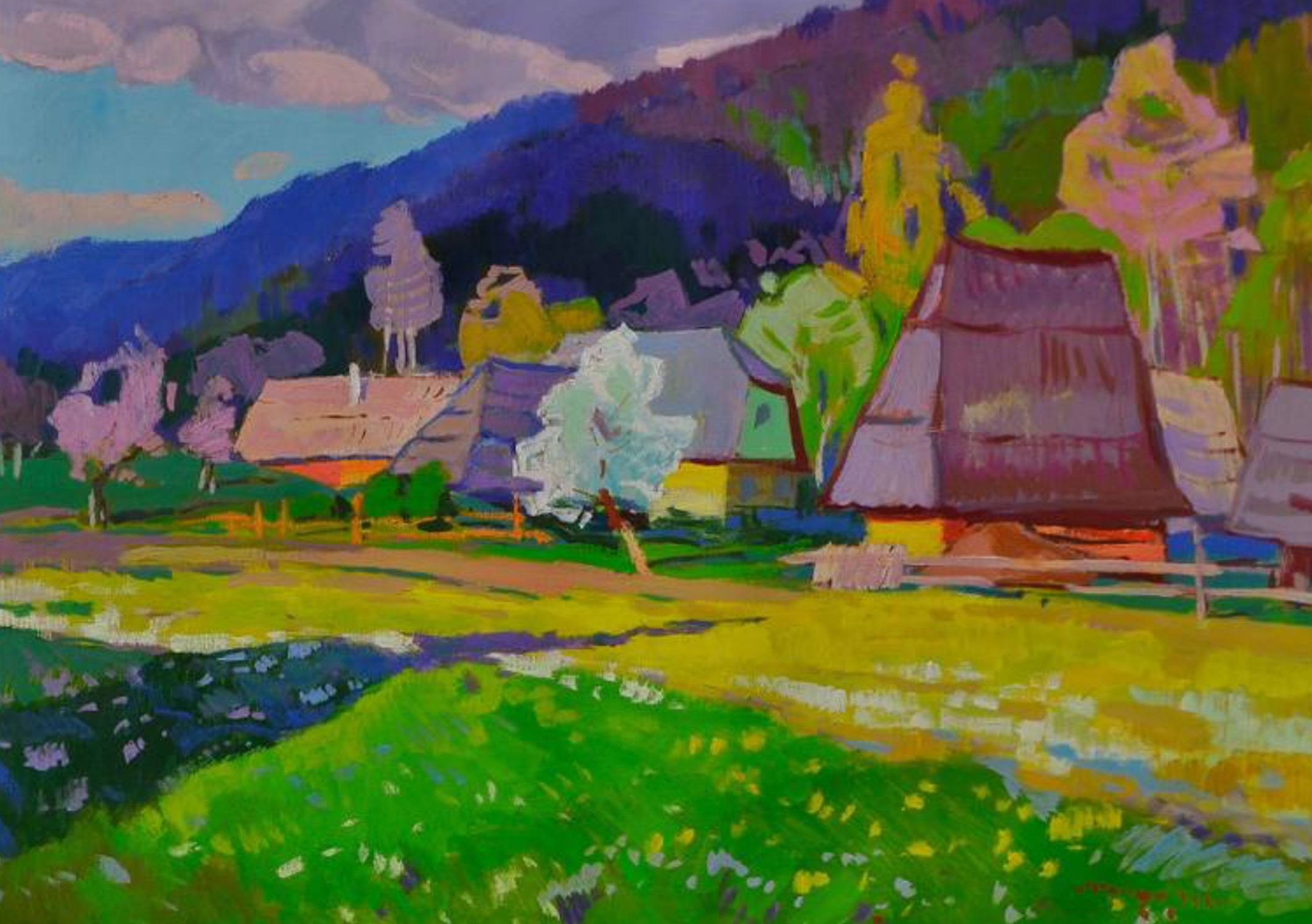 Spring Synevyr Landscape Impressionism Original Oil Painting, Ready to Hang