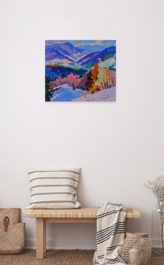 Winter Mizhhirya Landscape Impressionism Original Oil Painting, Ready to Hang