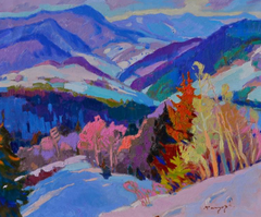 Winter Mizhhirya Landscape Impressionism Original Oil Painting, Ready to Hang