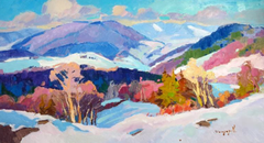 "Inverno a Verkhovyna" - Dipinto a olio originale in stile impressionista, pronto da appendere