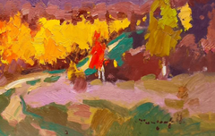 October in the Carpathians Impressionism Original Oil Painting, Ready to Hang