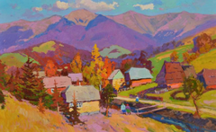 Hutsul-Herbstlandschaft im impressionistischen Stil – Original-Ölgemälde, bereit zum Aufhängen