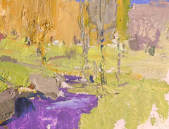 Between the Trees Landscape Impressionism Original Oil Painting
