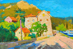 Old Town Landscape Impressionism Original Oil Painting, Ready to Hang