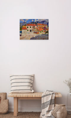 „Die Dächer von Montenegro“ – Impressionistisches Original-Ölgemälde, fertig zum Aufhängen