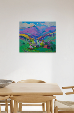 Sunny Valley Landscape Impressionism Original Oil Painting, Ready to Hang