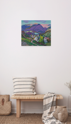Village of Negrove Landscape  Impressionism Original Oil Painting, Ready to Hang
